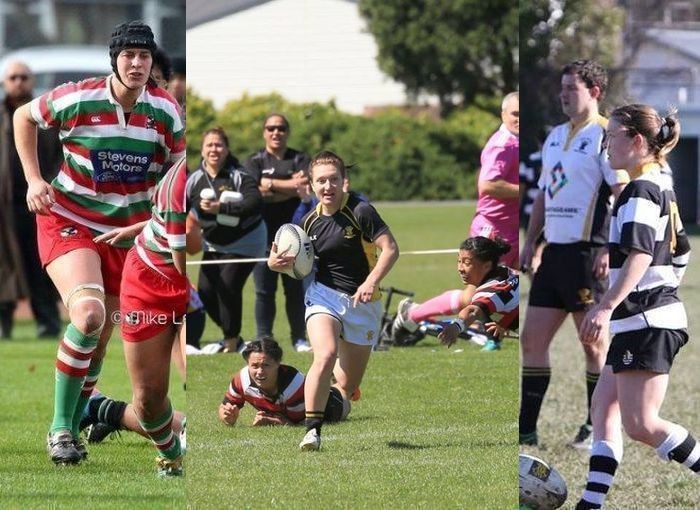 Wellington Pride trio Daals, Kriklanova and Goulden enjoying their club rugby 