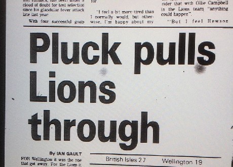 Wellington against international teams:versus British Isles 1983